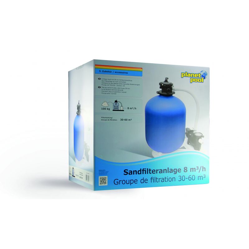 Kit de filtration 8 m3/h pour bassin jusqu'à 40 m3 - Filtre SIDE PEHD